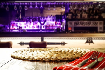 Desk of free space and bar interior 