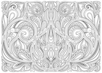 Monochrome Floral Background in Paisley Garden Indian Style