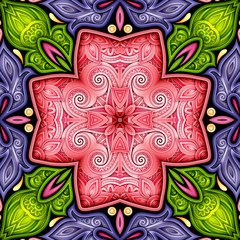 Colored Seamless Pattern with Mosaic Motif