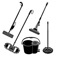 Mop icons set. Simple set of mop vector icons for web design on white background