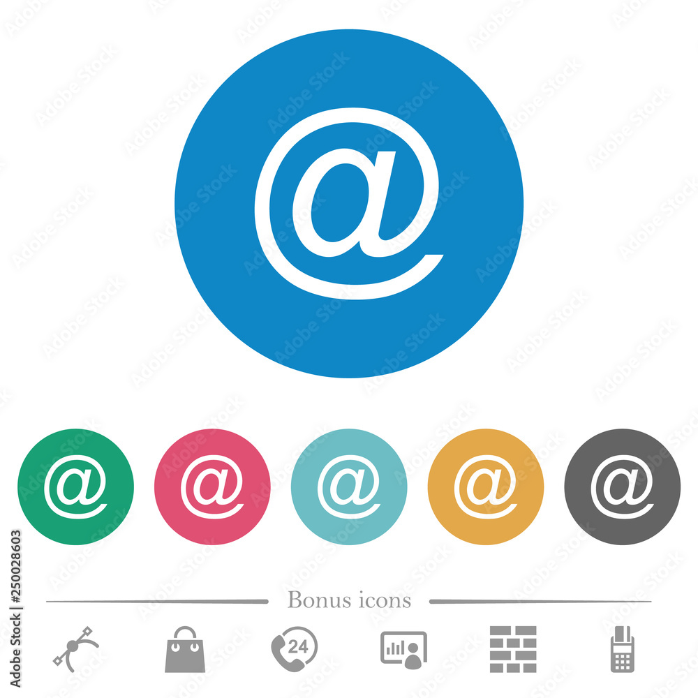 Sticker Single email symbol flat round icons