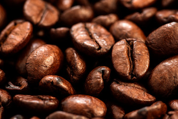 Coffee beans , close up photo