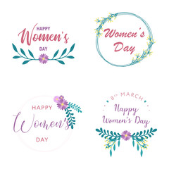 Collection of Happy Women's Day labels. Lettering design