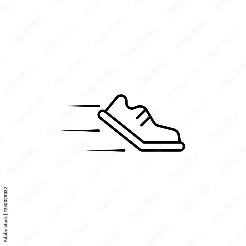 Poster speed sport shoes icon. element of speed for mobile concept and web apps illustration. thin line ico