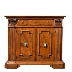 Old original vintage wooden carved sideboard buffet cabinet