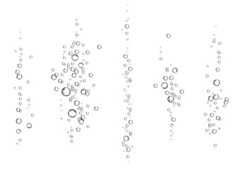 Naklejka premium Underwater fizzy air bubbles on white background.