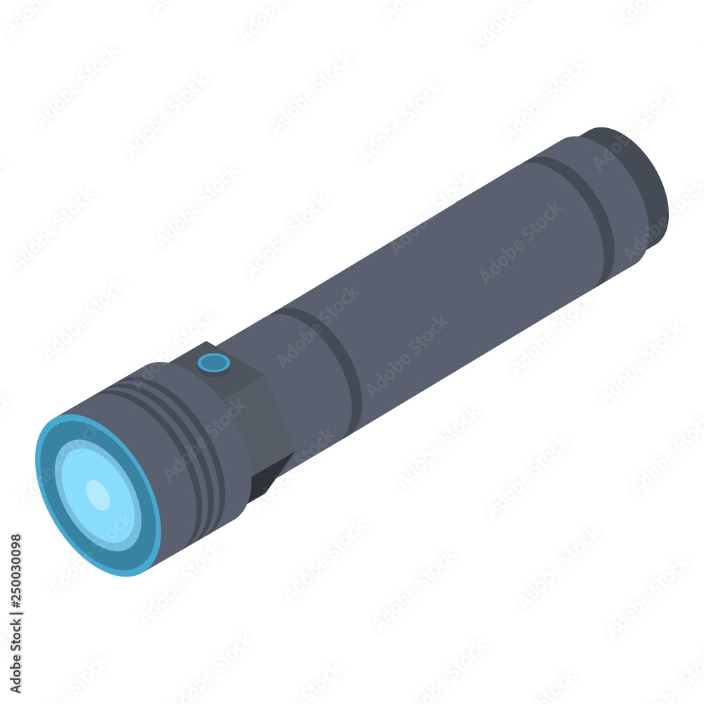 Poster modern flashlight icon. isometric of modern flashlight vector icon for web design isolated on white 