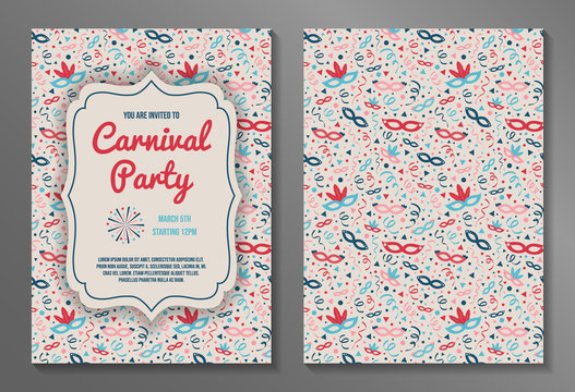 Design of a two sided Carnival Party invitation. Vector