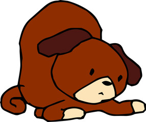 Bad hand-painted cute dog illustration