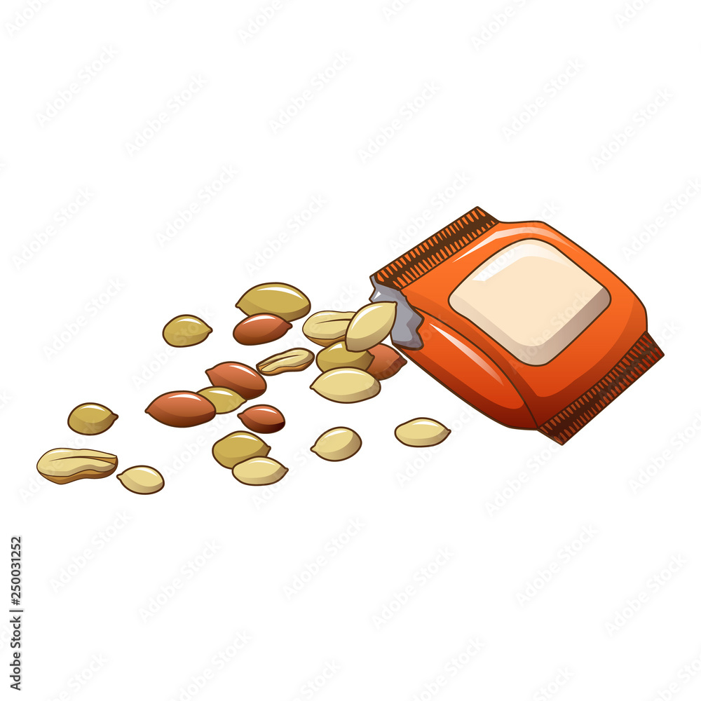 Poster peanut package icon. cartoon of peanut package vector icon for web design isolated on white backgrou