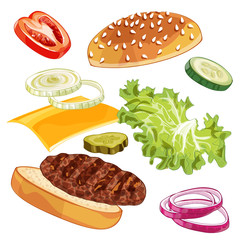 Vector colorfull burger ads over any background