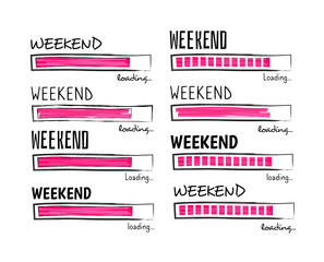 Weekend loading. Happy friday meme quote business funny vector design. Illustration of weekend positiveness, motivational load
