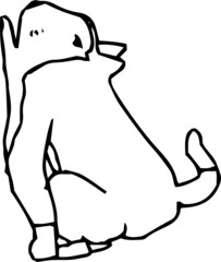 Bad hand-painted cute dog illustration outline