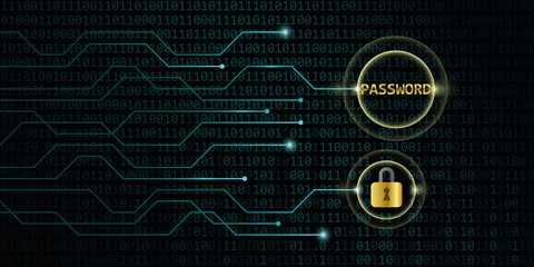 safe digital online password with lock binary code background vector illustration EPS10