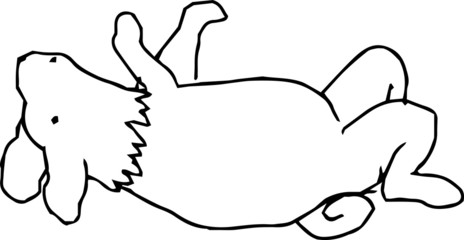 Bad hand-painted cute dog illustration outline