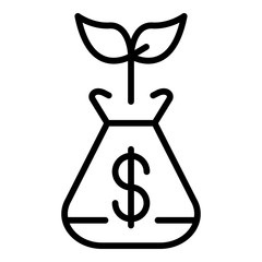Grow money plant icon. Outline grow money plant vector icon for web design isolated on white background