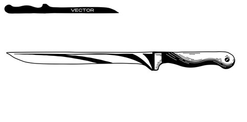 Sketch knife isolated on white background. Vector