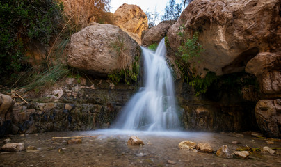 Fototapeta na wymiar waterfall in the desert, Ein Gedi, Israel