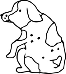 Poor hand-painted cute dog illustration outline