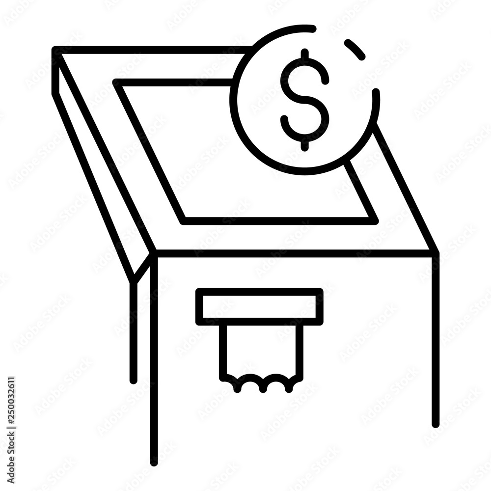 Poster atm machine icon. outline atm machine vector icon for web design isolated on white background