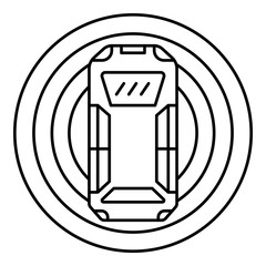 Top view smart car icon. Outline top view smart car vector icon for web design isolated on white background