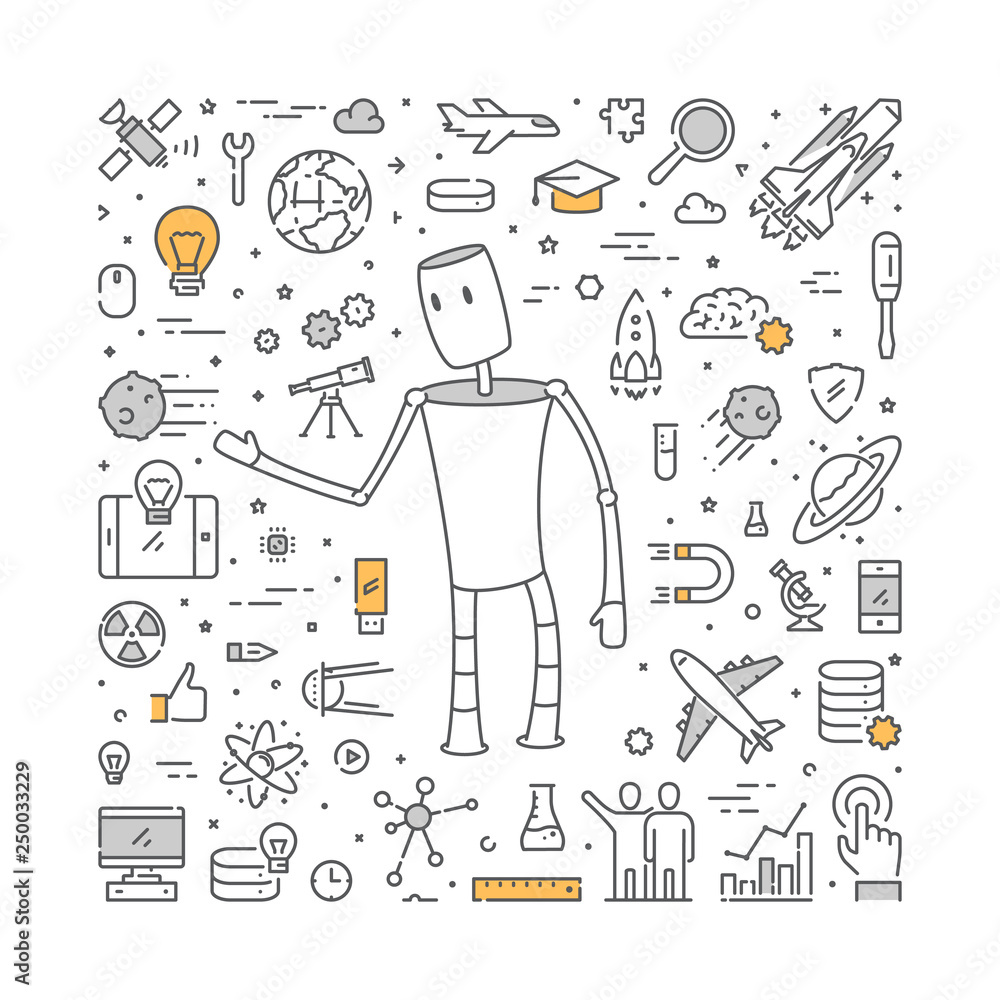 Poster vector line web design concept for science