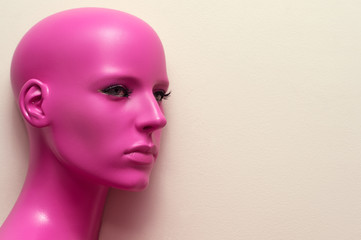 portrait bald woman mannequin