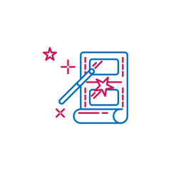 Video production, editing icon. Element of 2 color video production icon. Premium quality graphic design icon. Signs and symbols collection icon for websites, web design