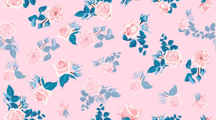 Floral Roses Pattern in Pastel Colors.