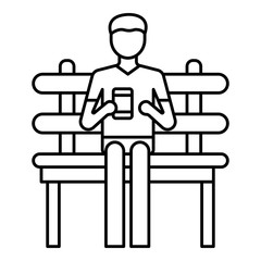 Freelancer in park bench icon. Outline freelancer in park bench vector icon for web design isolated on white background