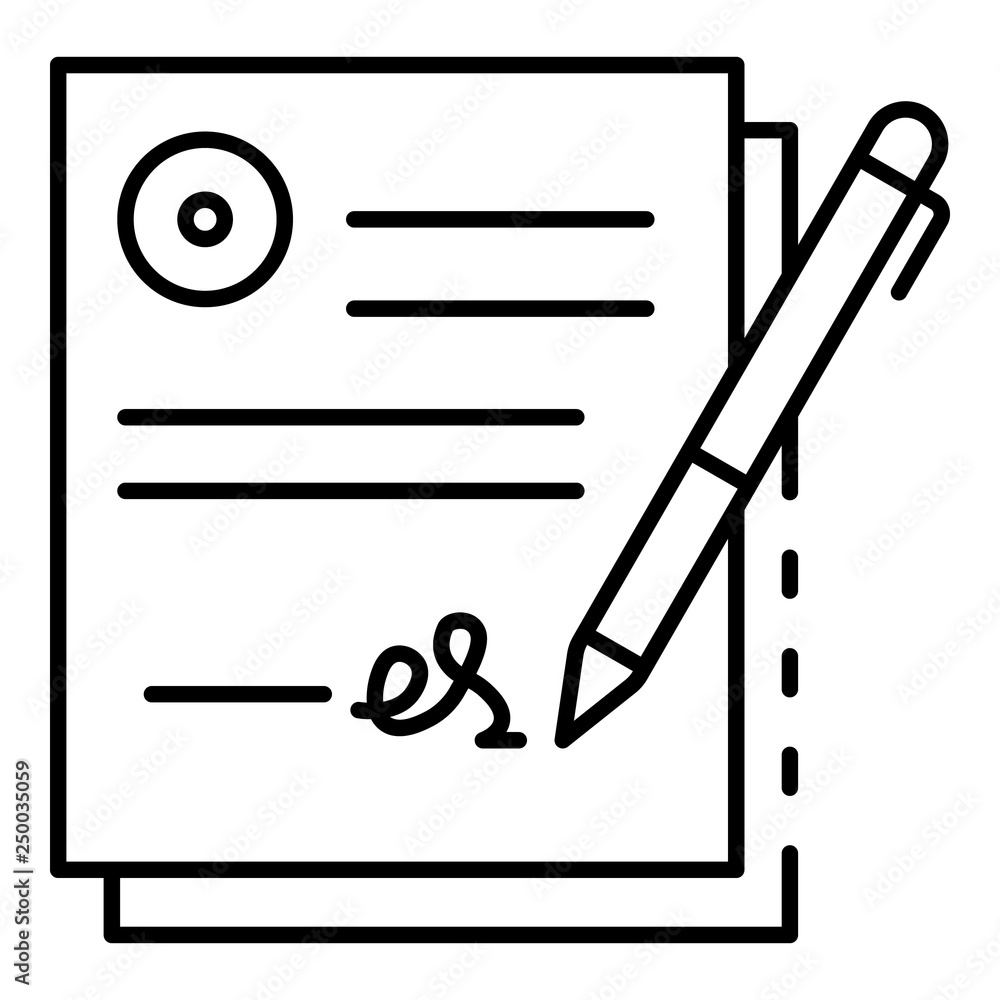 Poster confirm delivery signature icon. outline confirm delivery signature vector icon for web design isola