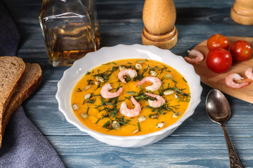 Image with pumpkin cream soup.