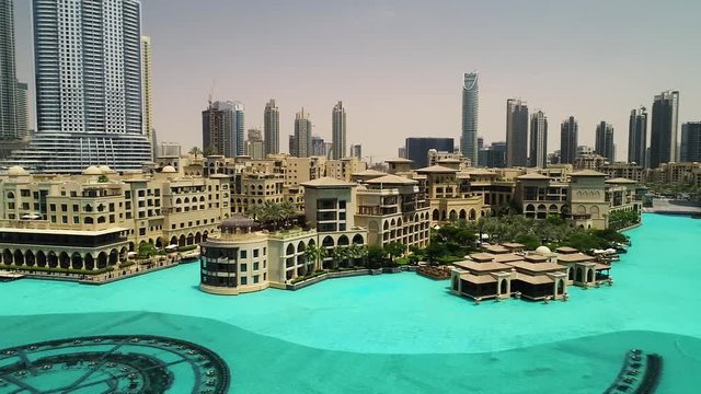 Aerial high-dynamic-range image of the Dubai fountain, U.A.E.