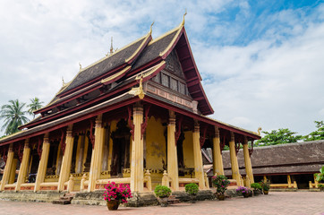 Fototapeta na wymiar Antique Temple of Wat Sisaket Monastery is a Religious Attractive Landmark of Vientiane Capital City of Laos.