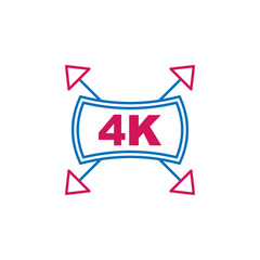 Video production, 4K icon. Element of 2 color video production icon. Premium quality graphic design icon. Signs and symbols collection icon for websites, web design