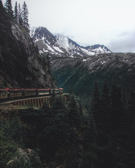 train in mountains
