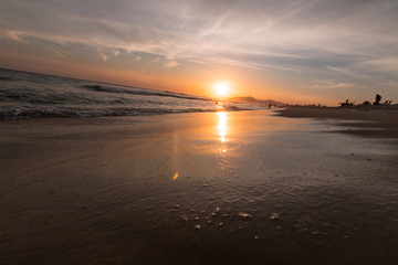 beautiful sunset on the reserve beach (praia da reserva), recreio dos bandeirantes, rio de janeiro - brazil - 250038610
