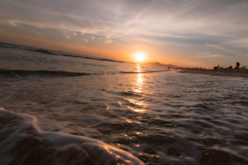 beautiful sunset on the reserve beach (praia da reserva), recreio dos bandeirantes, rio de janeiro - brazil - 250038611