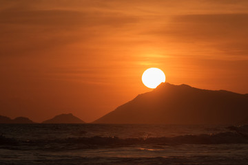 beautiful sunset on the reserve beach (praia da reserva), recreio dos bandeirantes, rio de janeiro - brazil - 250038681