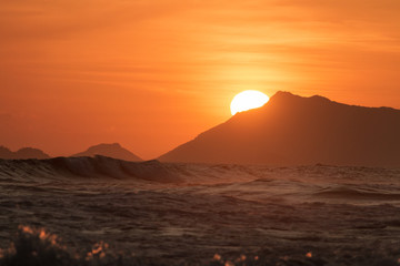 beautiful sunset on the reserve beach (praia da reserva), recreio dos bandeirantes, rio de janeiro - brazil - 250038830