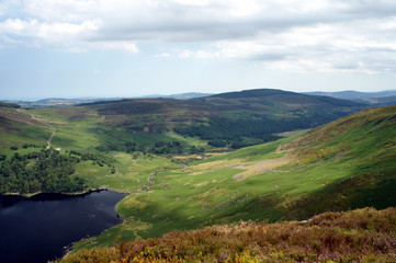 View from Luggala Mountain to the Cloghoge Valley.Ireland.