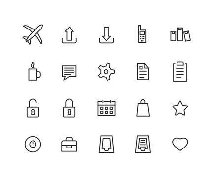 Universal Outline Icons For Web and Mobile. Contains such Icons as Airplane, Tea Cup, Calendar, Options and more. Editable vector stroke. 48x48 Pixel Perfect.