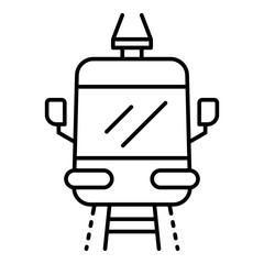 Front tramway icon. Outline front tramway vector icon for web design isolated on white background