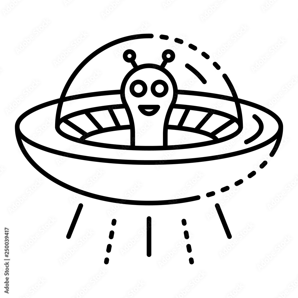 Poster ufo alien icon. outline ufo alien vector icon for web design isolated on white background