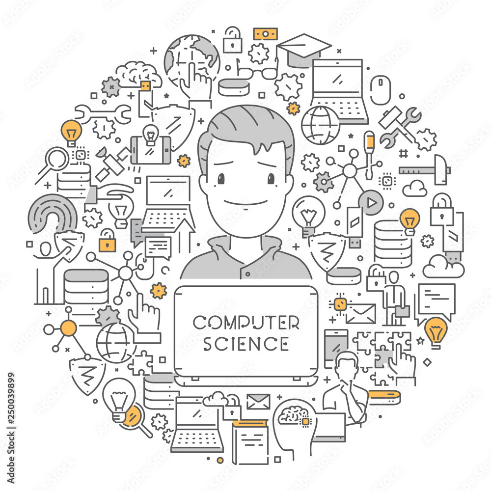 Poster vector line concept for computer science
