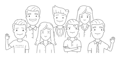 Vector line illustration for our team.