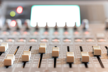 close up mixing console fader