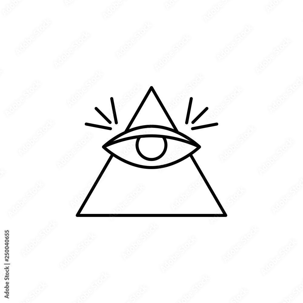 Poster pyramid, eye, magic icon. element of magic for mobile concept and web apps icon. thin line icon for 