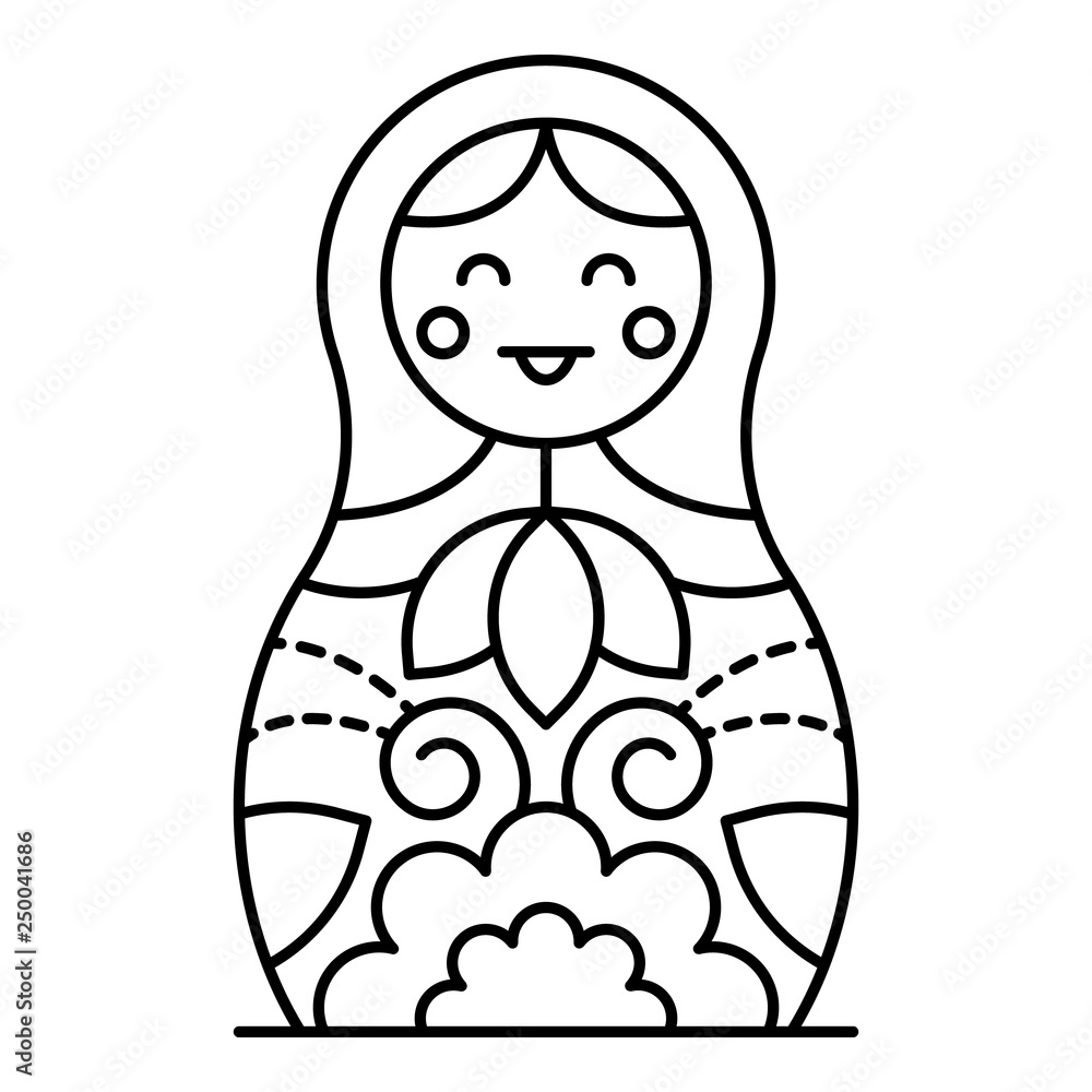 Aufkleber smiling nesting doll icon. outline smiling nesting doll vector icon for web design isolated on white