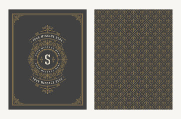 Flourishes and ornamental vector vintage design for greeting card or wedding invitation. Retro page design with copy space for shop, store, restaurant, boutique, hotel and etc.